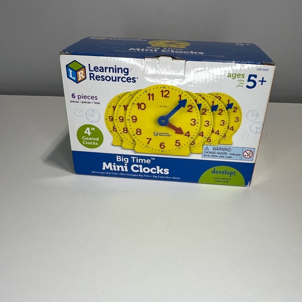 NEW Learning Resources Big Time Mini Clocks 6 pack - sealed box